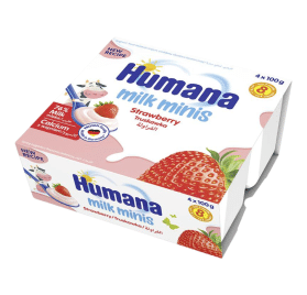 Humana Milk Minis Jogurta deserts ar zemenēm 400g